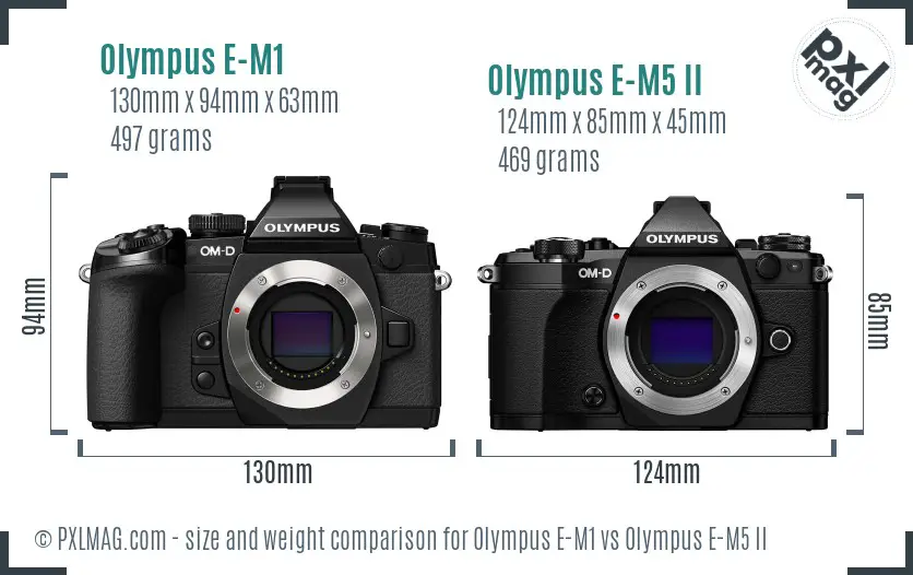 Olympus E-M1 vs Olympus E-M5 II size comparison