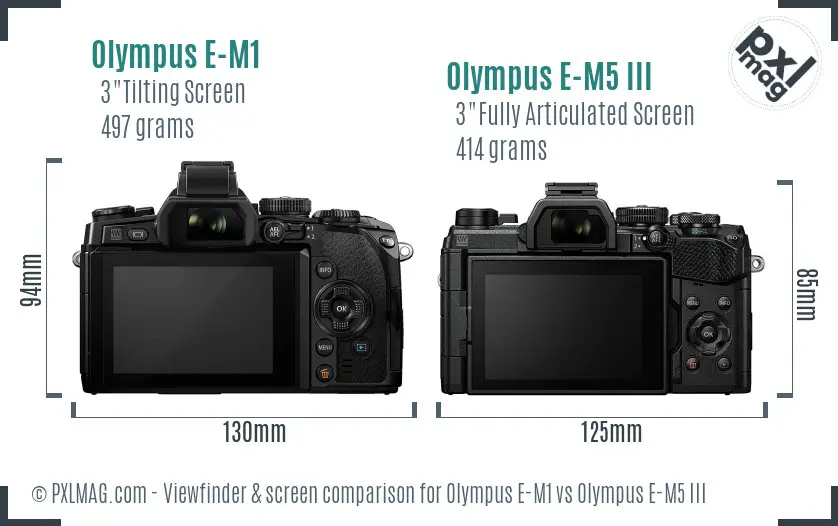 Olympus E-M1 vs Olympus E-M5 III Screen and Viewfinder comparison