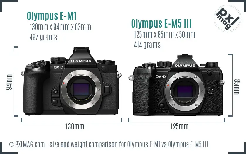 Olympus E-M1 vs Olympus E-M5 III size comparison