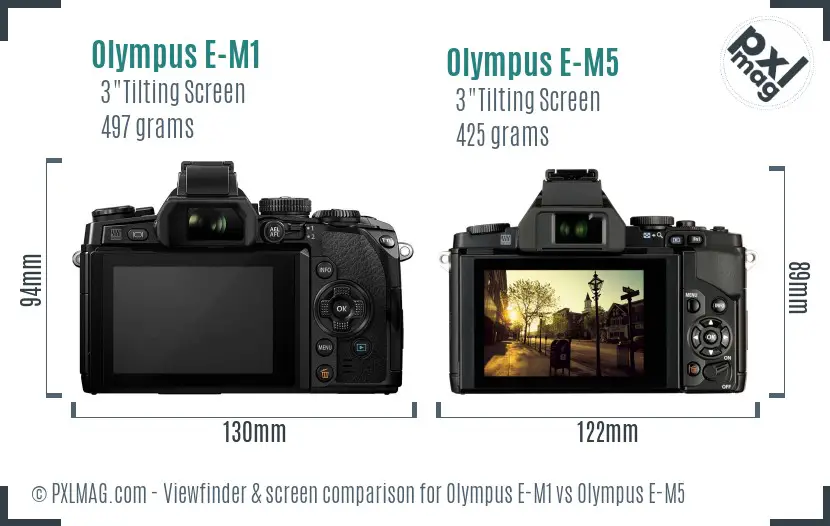 Olympus E-M1 vs Olympus E-M5 Screen and Viewfinder comparison