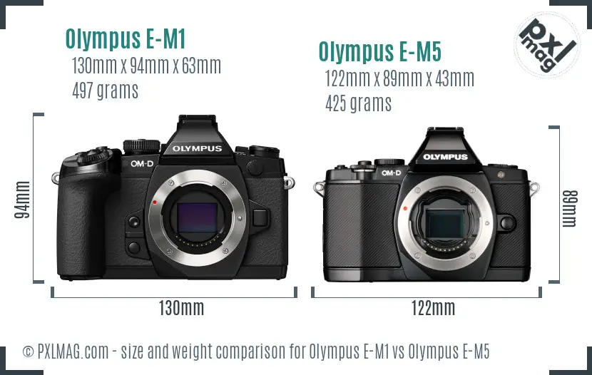 Olympus E-M1 vs Olympus E-M5 size comparison