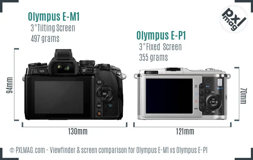 Olympus E-M1 vs Olympus E-P1 Screen and Viewfinder comparison