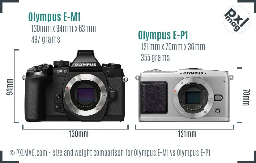 Olympus E-M1 vs Olympus E-P1 size comparison