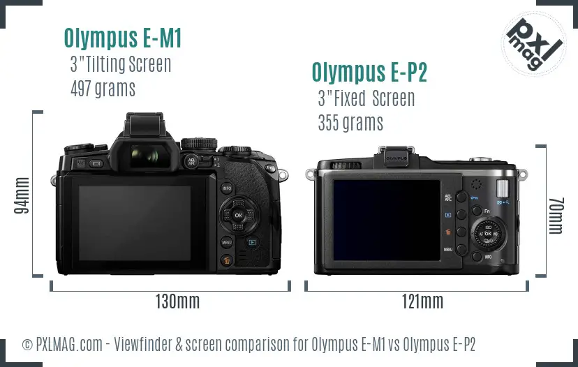 Olympus E-M1 vs Olympus E-P2 Screen and Viewfinder comparison