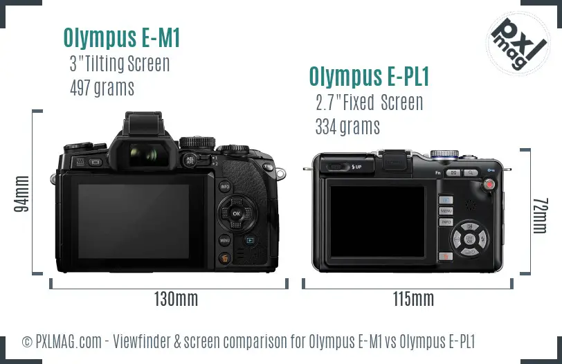 Olympus E-M1 vs Olympus E-PL1 Screen and Viewfinder comparison