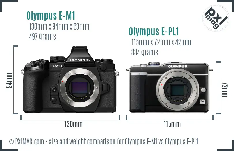 Olympus E-M1 vs Olympus E-PL1 size comparison
