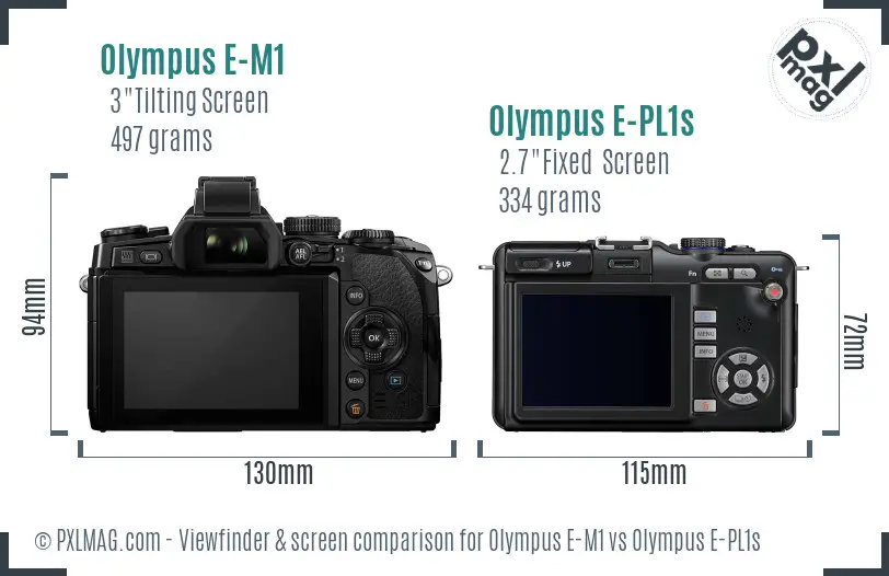 Olympus E-M1 vs Olympus E-PL1s Screen and Viewfinder comparison