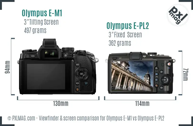 Olympus E-M1 vs Olympus E-PL2 Screen and Viewfinder comparison