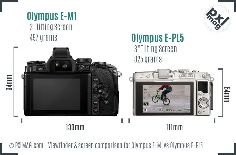 Olympus E-M1 vs Olympus E-PL5 Screen and Viewfinder comparison