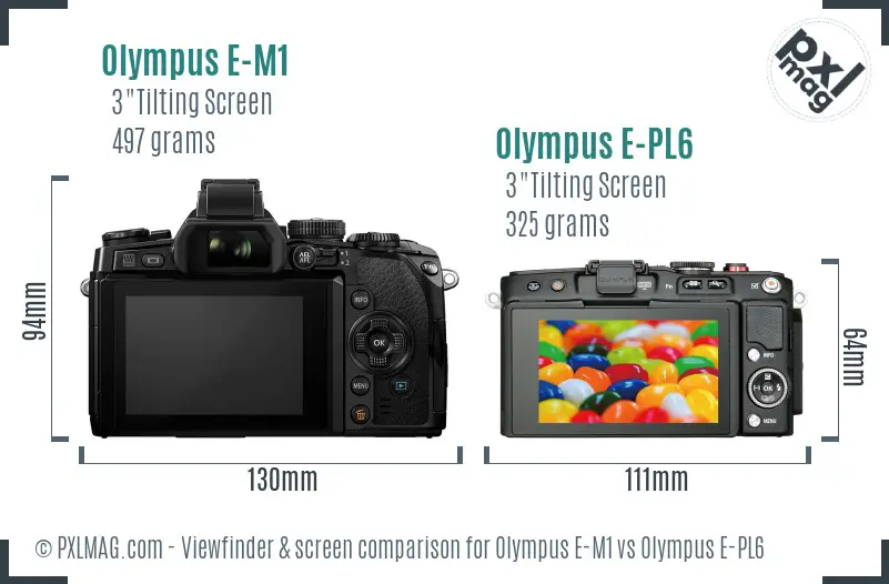Olympus E-M1 vs Olympus E-PL6 Screen and Viewfinder comparison
