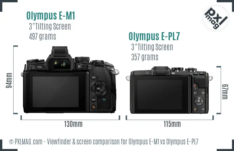 Olympus E-M1 vs Olympus E-PL7 Screen and Viewfinder comparison