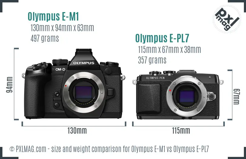 Olympus E-M1 vs Olympus E-PL7 size comparison