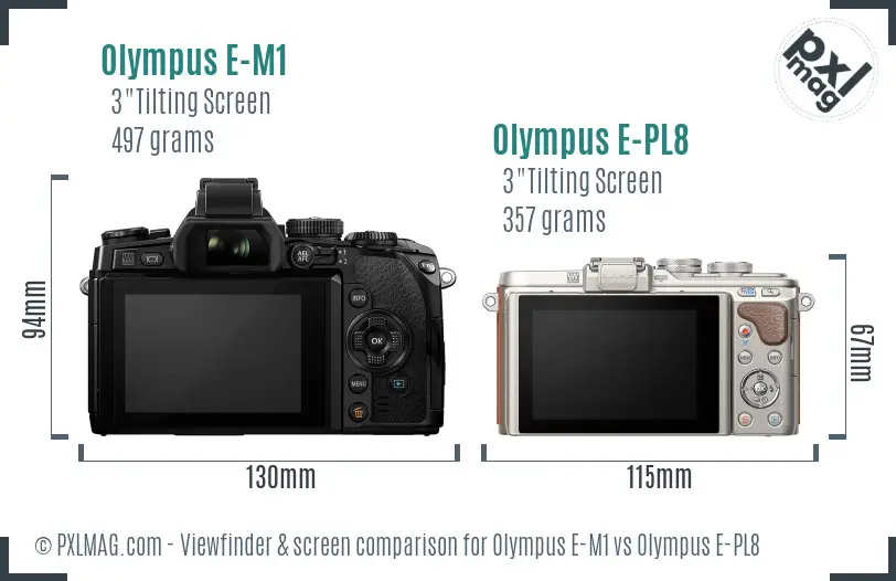 Olympus E-M1 vs Olympus E-PL8 Screen and Viewfinder comparison