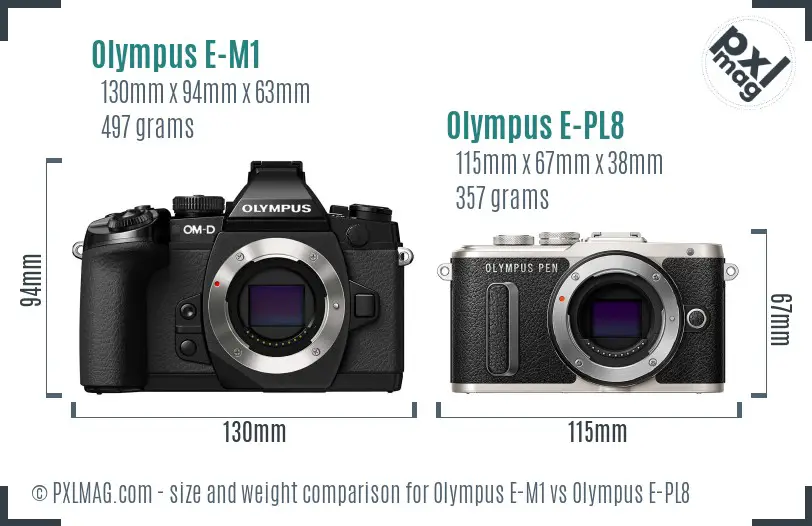 Olympus E-M1 vs Olympus E-PL8 size comparison