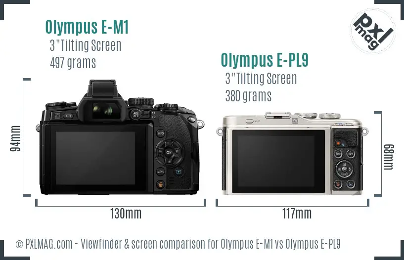 Olympus E-M1 vs Olympus E-PL9 Screen and Viewfinder comparison