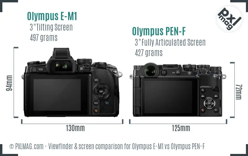 Olympus E-M1 vs Olympus PEN-F Screen and Viewfinder comparison