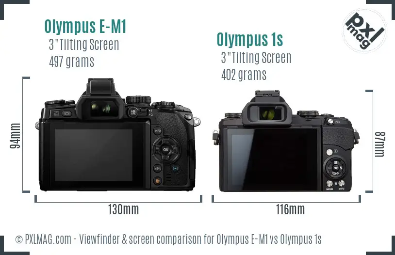 Olympus E-M1 vs Olympus 1s Screen and Viewfinder comparison