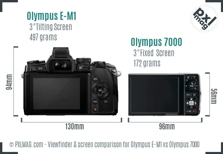 Olympus E-M1 vs Olympus 7000 Screen and Viewfinder comparison