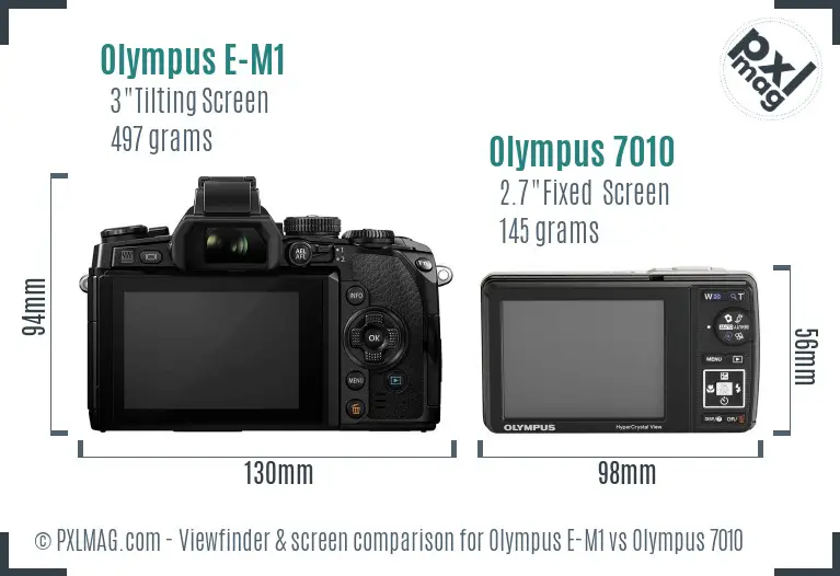 Olympus E-M1 vs Olympus 7010 Screen and Viewfinder comparison