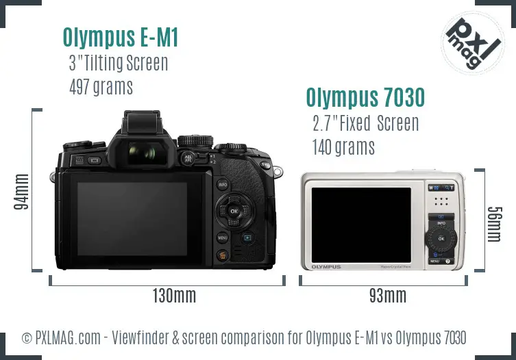 Olympus E-M1 vs Olympus 7030 Screen and Viewfinder comparison