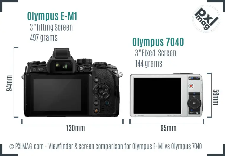 Olympus E-M1 vs Olympus 7040 Screen and Viewfinder comparison