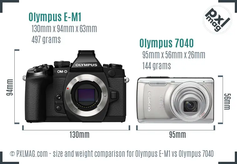 Olympus E-M1 vs Olympus 7040 size comparison