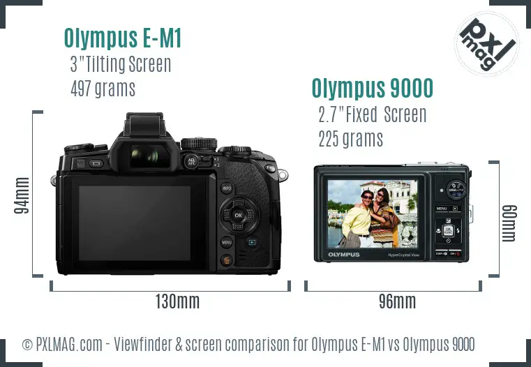Olympus E-M1 vs Olympus 9000 Screen and Viewfinder comparison