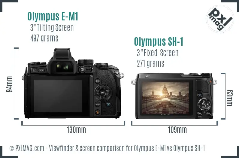 Olympus E-M1 vs Olympus SH-1 Screen and Viewfinder comparison