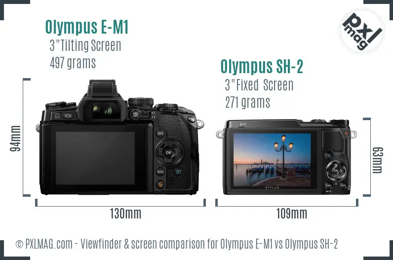 Olympus E-M1 vs Olympus SH-2 Screen and Viewfinder comparison