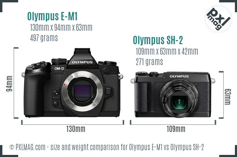 Olympus E-M1 vs Olympus SH-2 size comparison
