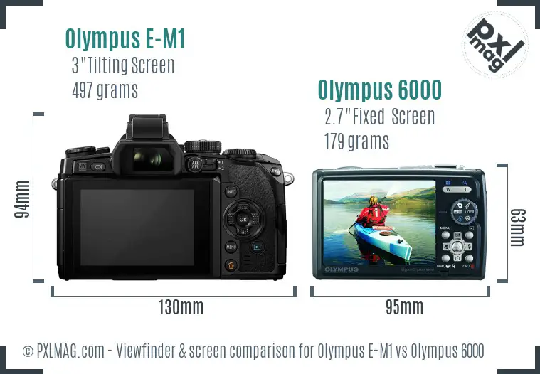 Olympus E-M1 vs Olympus 6000 Screen and Viewfinder comparison