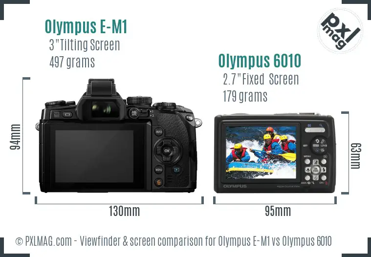 Olympus E-M1 vs Olympus 6010 Screen and Viewfinder comparison