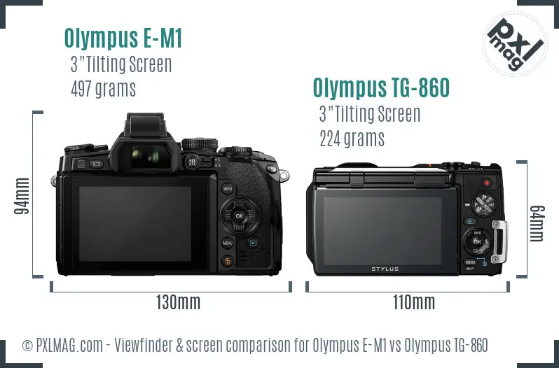 Olympus E-M1 vs Olympus TG-860 Screen and Viewfinder comparison