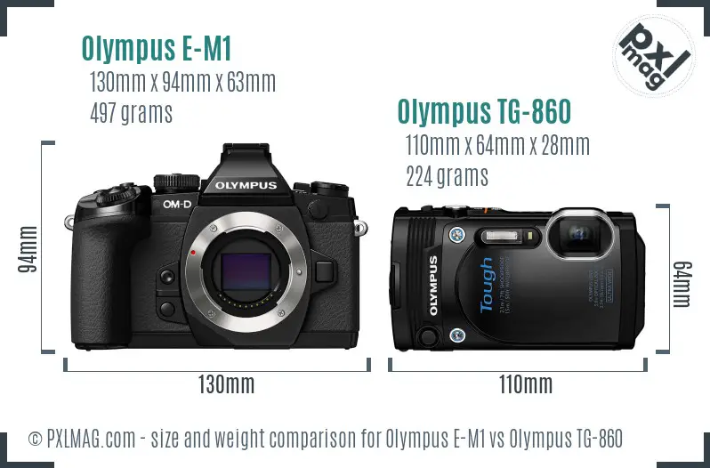 Olympus E-M1 vs Olympus TG-860 size comparison