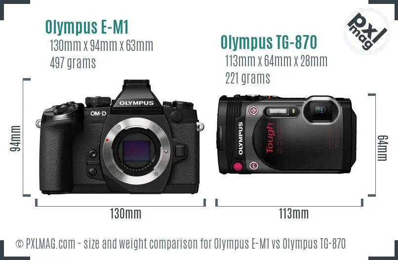 Olympus E-M1 vs Olympus TG-870 size comparison