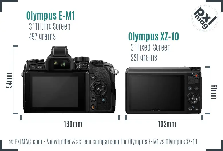 Olympus E-M1 vs Olympus XZ-10 Screen and Viewfinder comparison