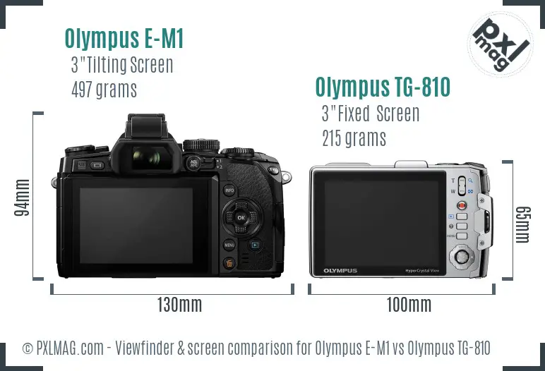 Olympus E-M1 vs Olympus TG-810 Screen and Viewfinder comparison