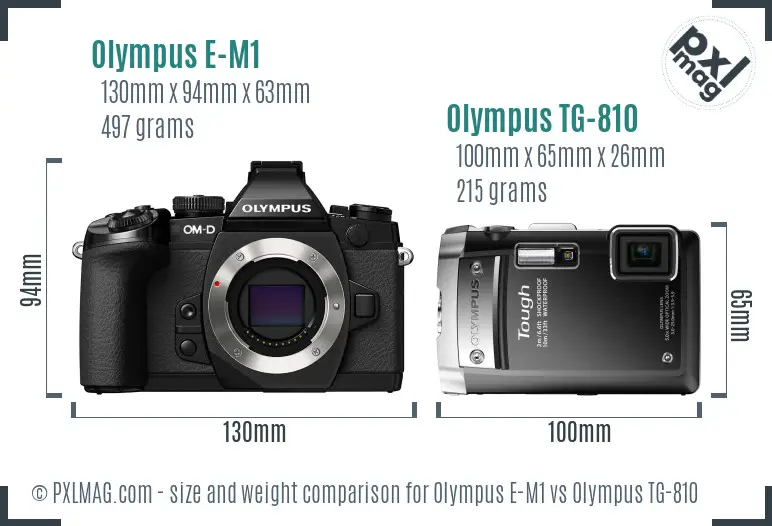 Olympus E-M1 vs Olympus TG-810 size comparison