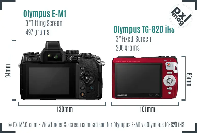 Olympus E-M1 vs Olympus TG-820 iHS Screen and Viewfinder comparison