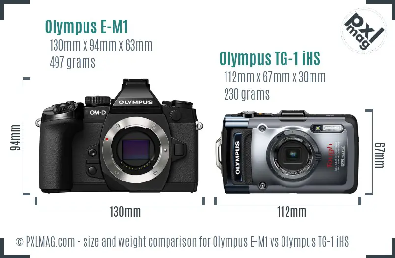 Olympus E-M1 vs Olympus TG-1 iHS size comparison
