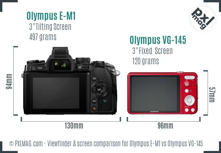 Olympus E-M1 vs Olympus VG-145 Screen and Viewfinder comparison