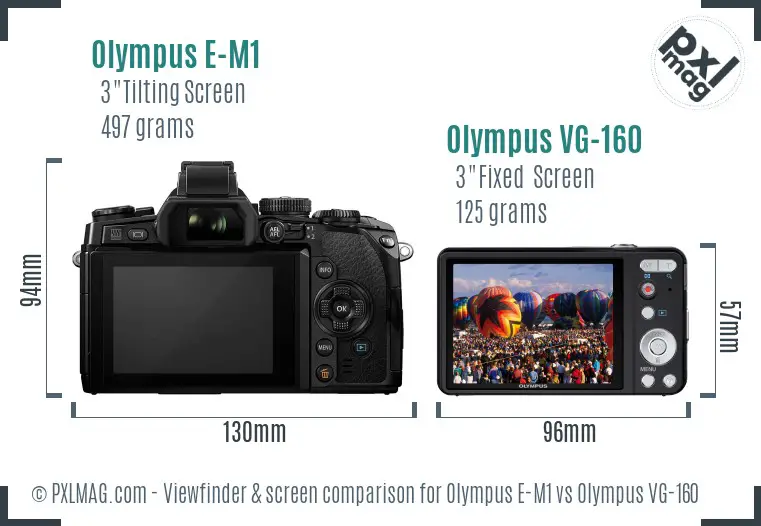Olympus E-M1 vs Olympus VG-160 Screen and Viewfinder comparison