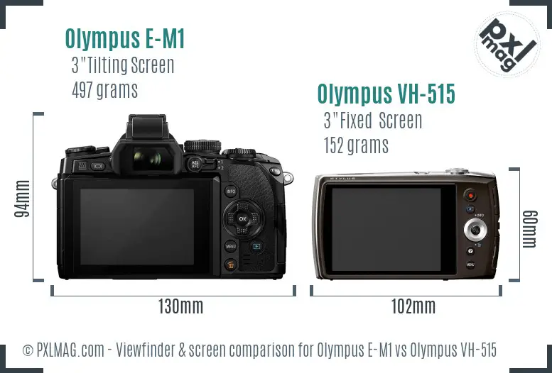 Olympus E-M1 vs Olympus VH-515 Screen and Viewfinder comparison