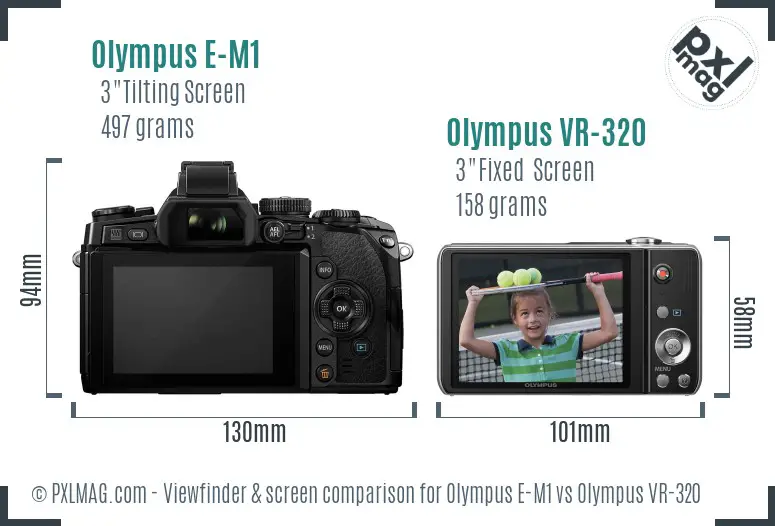 Olympus E-M1 vs Olympus VR-320 Screen and Viewfinder comparison
