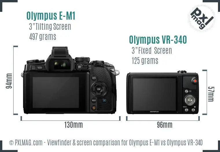 Olympus E-M1 vs Olympus VR-340 Screen and Viewfinder comparison