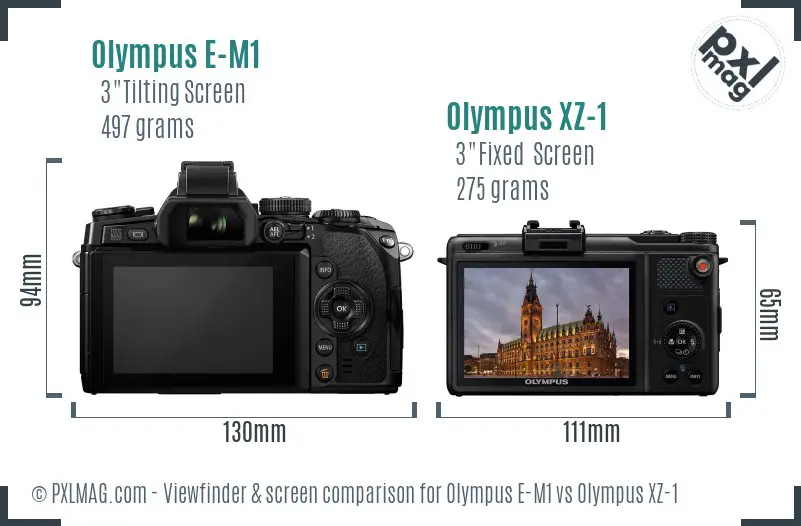 Olympus E-M1 vs Olympus XZ-1 Screen and Viewfinder comparison