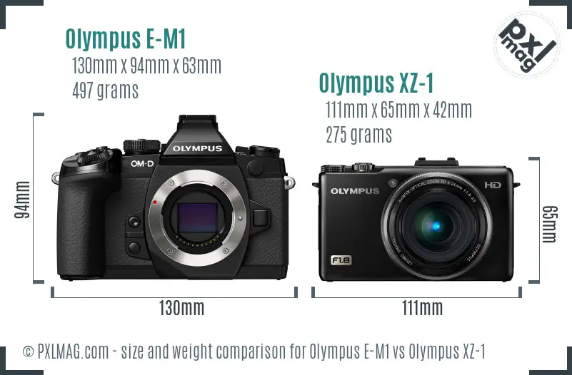 Olympus E-M1 vs Olympus XZ-1 size comparison