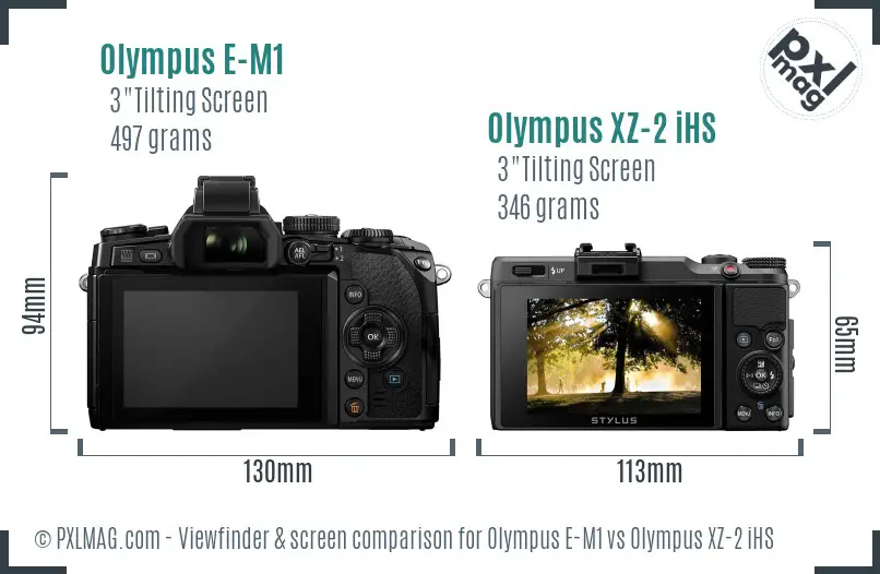 Olympus E-M1 vs Olympus XZ-2 iHS Screen and Viewfinder comparison