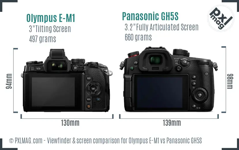 Olympus E-M1 vs Panasonic GH5S Screen and Viewfinder comparison