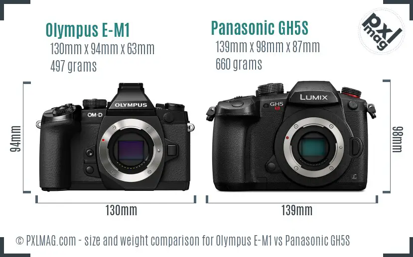 Olympus E-M1 vs Panasonic GH5S size comparison